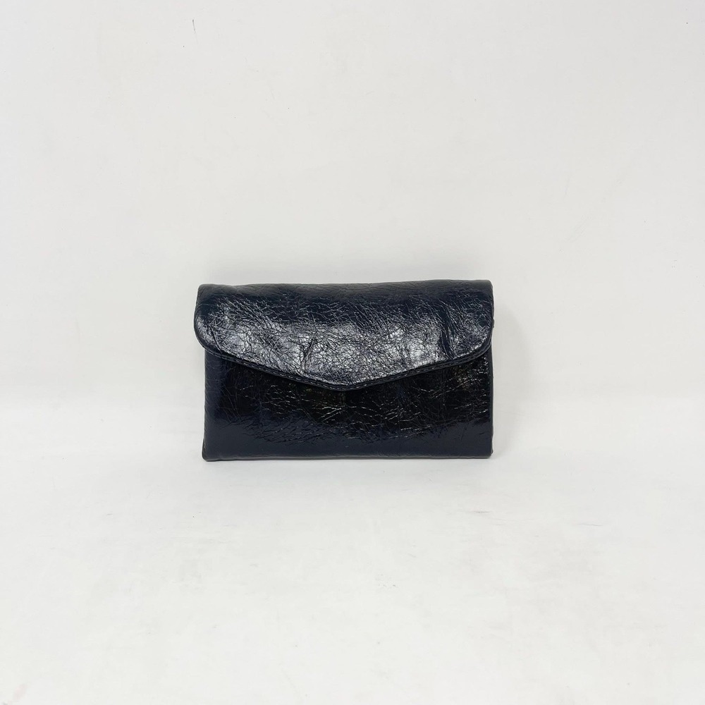 Hobo Lacy Wallet Black Glazed Leather Small‎ TriFold